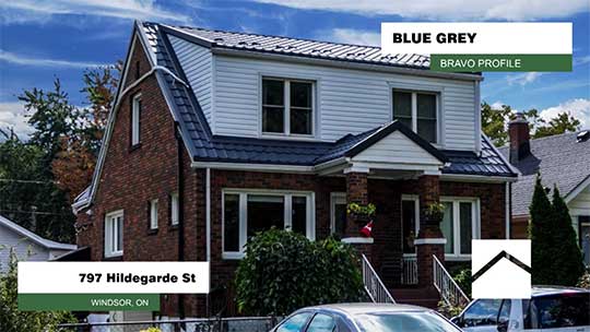 Blue Grey, Bravo Profile Metal Roofing Windsor Ontario
